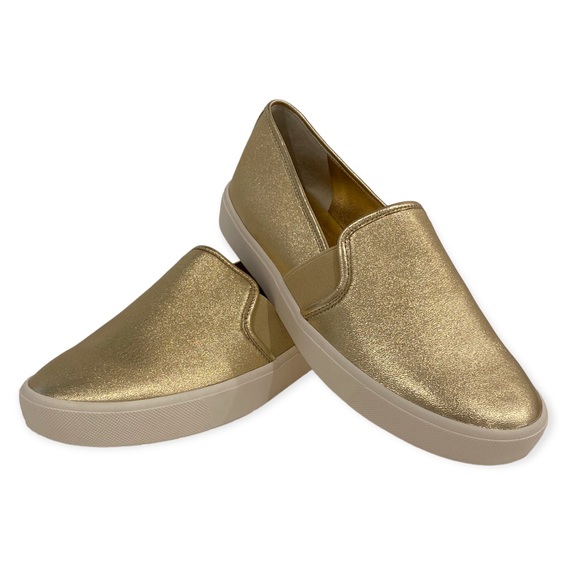 VINCE "Blair" Gold Leather Slip On Sneakers, Size 6 - Picture 3 of 6